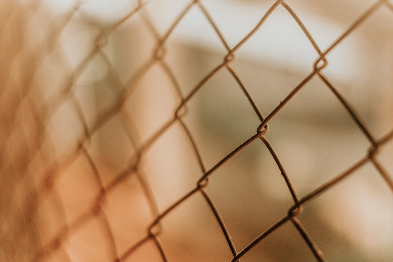 Closeup of chain link fence