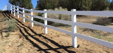 White vinyl fence erected in the High Desert area, California